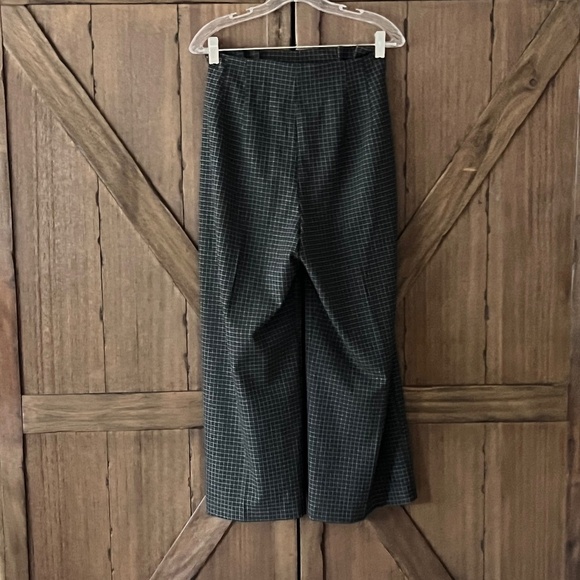 Zara Wide Leg Crop Front Tie Pleated Culotte Pants Plaid Size Large - Picture 5 of 8